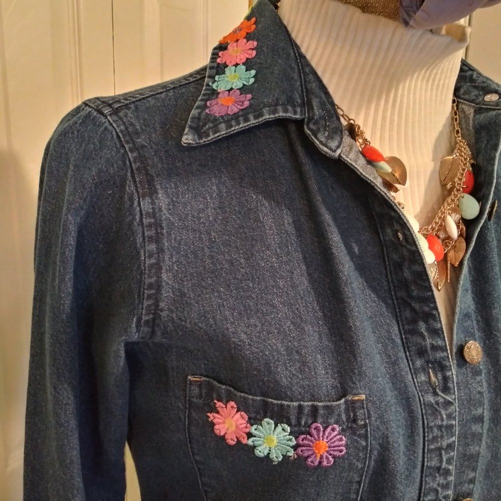 2434 Jeaniemade Size M Austin Treading Co. 100% Cotton Upcycled Long Duster - Picture 3 of 8